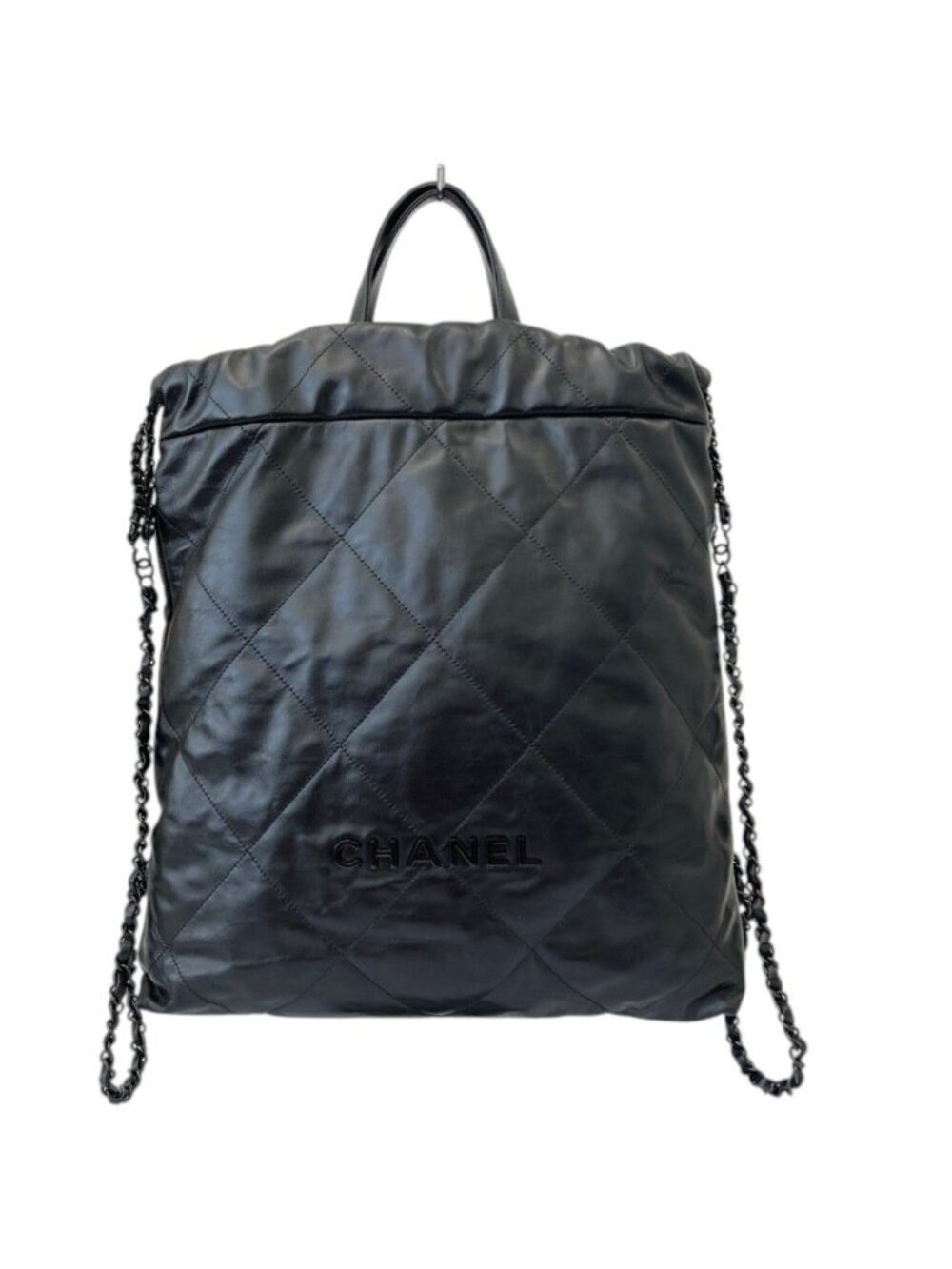 Chanel 22 Chain Backpack So Black